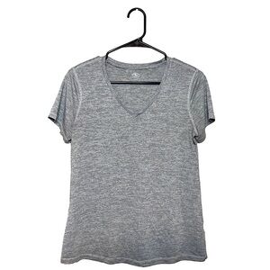 ATHLETIC WORKS Light and Dark Gray Striped V-Neck Shirt